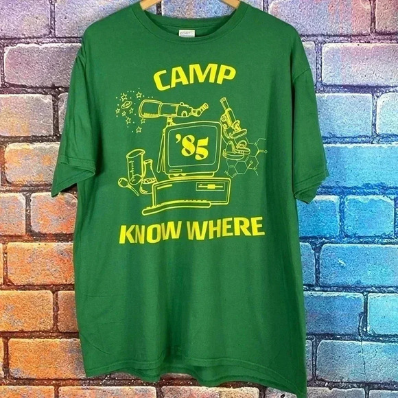 Netflix Official Merchandise Funny T-Shirt Camp Know Where Green XL - Picture 1 of 5